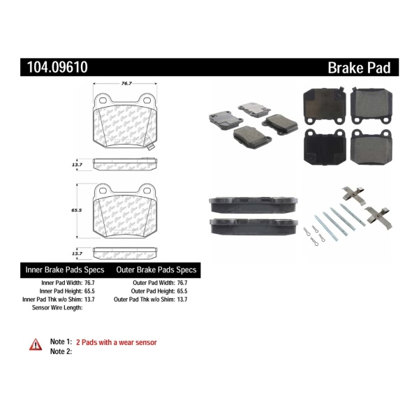 Centric Posi Quiet™ Semi-Metallic Brake Pads With Hardware 104.09610