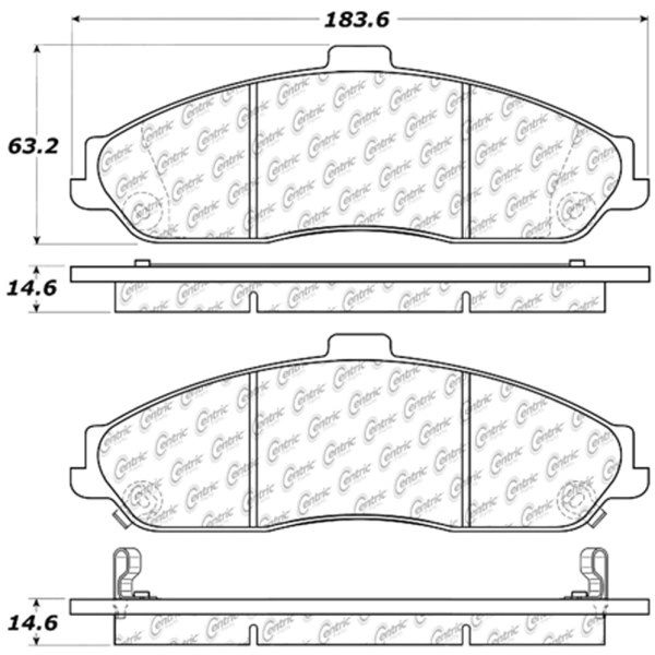 Centric Posi Quiet™ Extended Wear Semi-Metallic Front Disc Brake Pads 106.07310