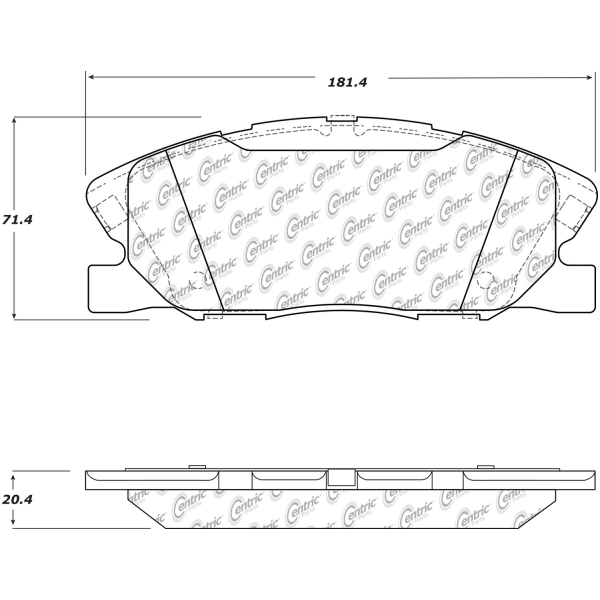 Centric Posi Quiet™ Extended Wear Semi-Metallic Front Disc Brake Pads 106.17670