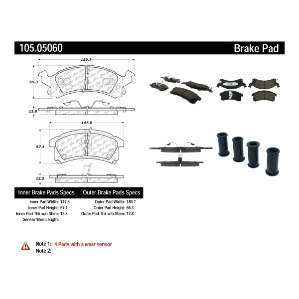 Centric Posi Quiet™ Ceramic Front Disc Brake Pads 105.05060