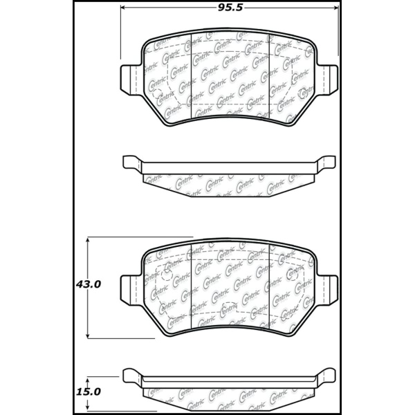 Centric Posi Quiet™ Semi-Metallic Rear Disc Brake Pads 104.13620