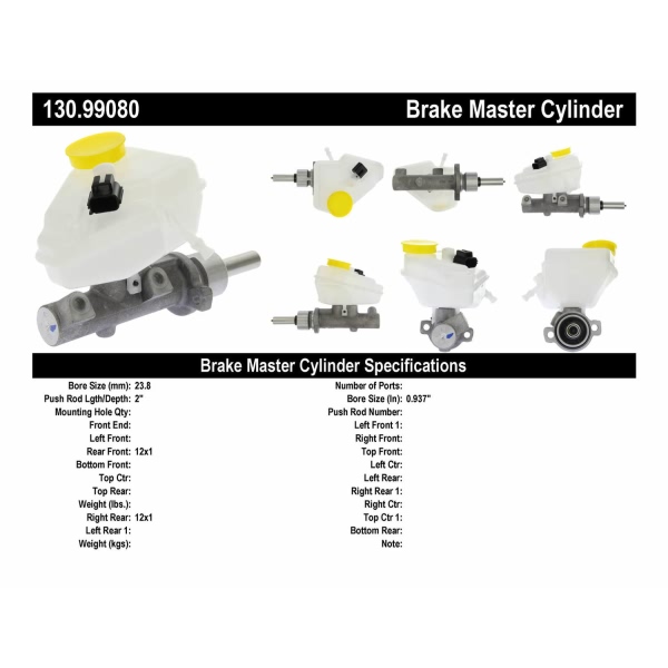 Centric Premium Brake Master Cylinder 130.99080
