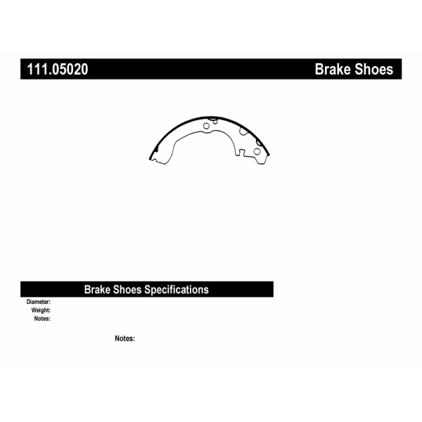 Centric Premium Rear Drum Brake Shoes 111.05020