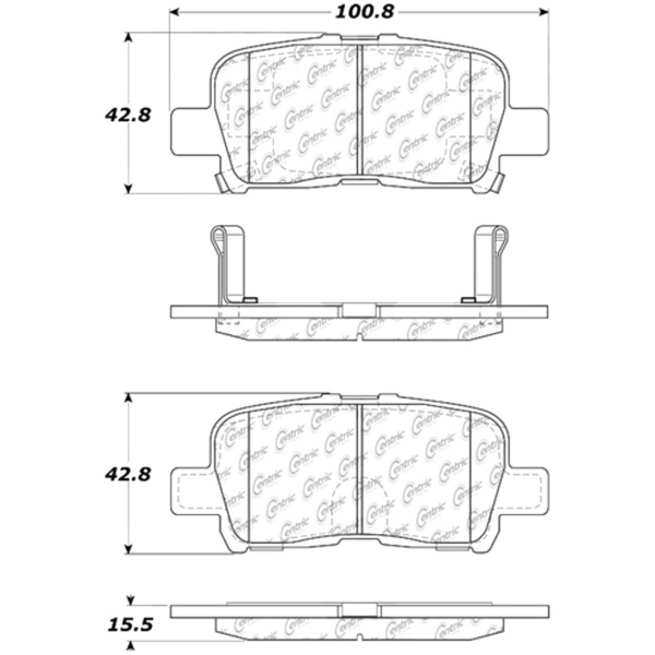 Centric Posi Quiet™ Extended Wear Semi-Metallic Rear Disc Brake Pads 106.08650