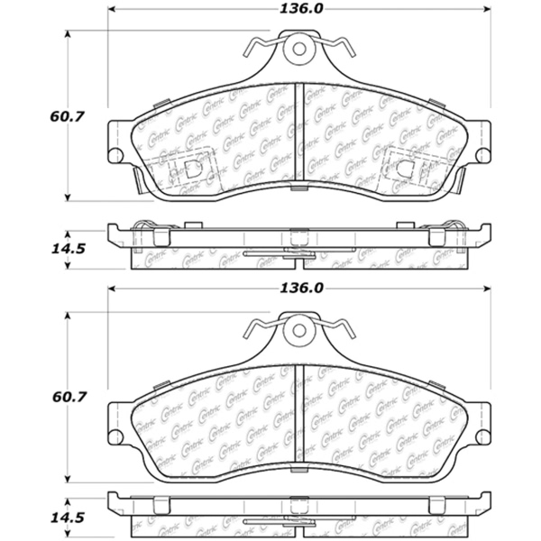 Centric Posi Quiet™ Extended Wear Semi-Metallic Rear Disc Brake Pads 106.06280