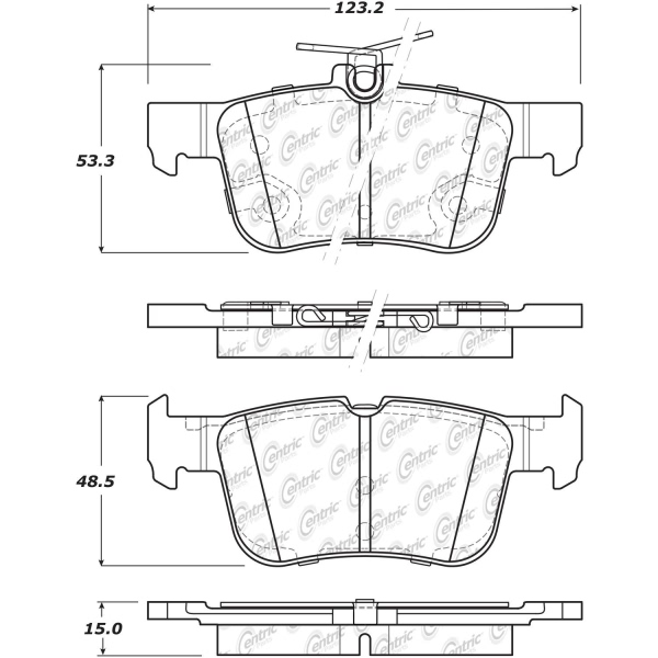 Centric Premium Ceramic Rear Disc Brake Pads 301.16650