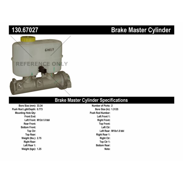 Centric Premium Brake Master Cylinder 130.67027