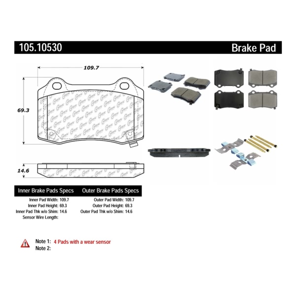 Centric Posi Quiet™ Ceramic Rear Disc Brake Pads 105.10530