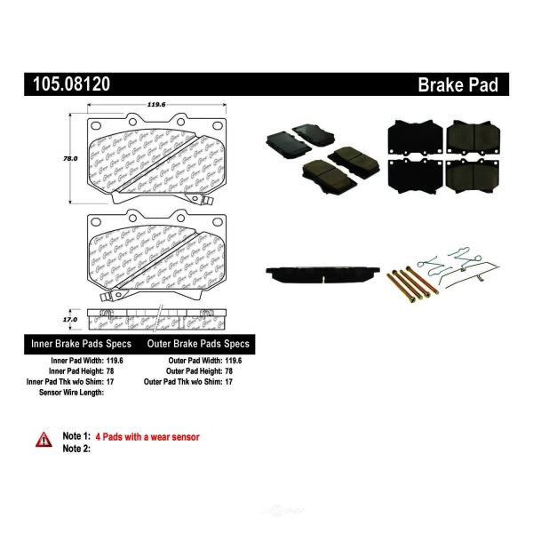 Centric Posi Quiet™ Ceramic Front Disc Brake Pads 105.08120