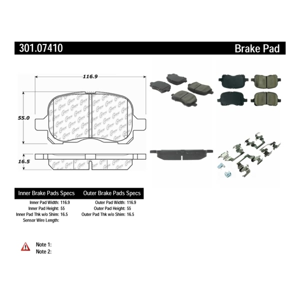 Centric Premium Ceramic Front Disc Brake Pads 301.07410