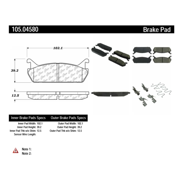 Centric Posi Quiet™ Ceramic Rear Disc Brake Pads 105.04580