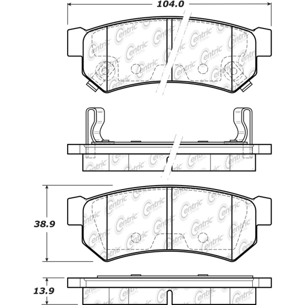 Centric Premium Ceramic Rear Disc Brake Pads 301.17390