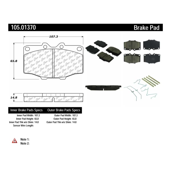 Centric Posi Quiet™ Ceramic Front Disc Brake Pads 105.01370