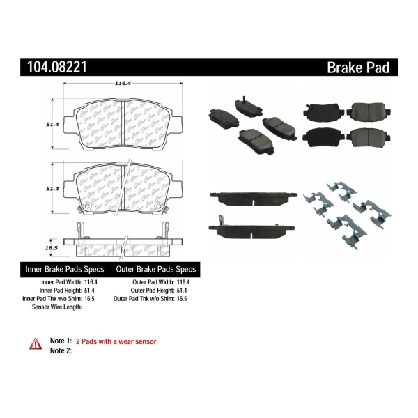 Centric Posi Quiet™ Semi-Metallic Front Disc Brake Pads 104.08221