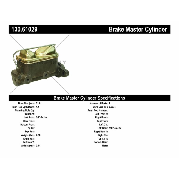 Centric Premium Brake Master Cylinder 130.61029