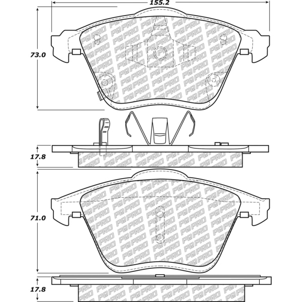 Centric Posi Quiet Pro™ Semi-Metallic Front Disc Brake Pads 500.11860