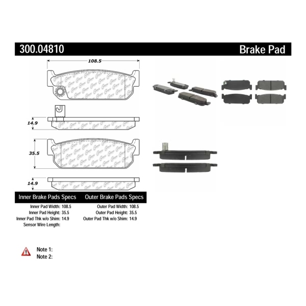 Centric Premium Semi-Metallic Rear Disc Brake Pads 300.04810