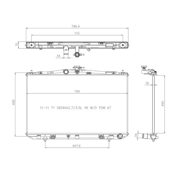 TYC Engine Coolant Radiator 13206