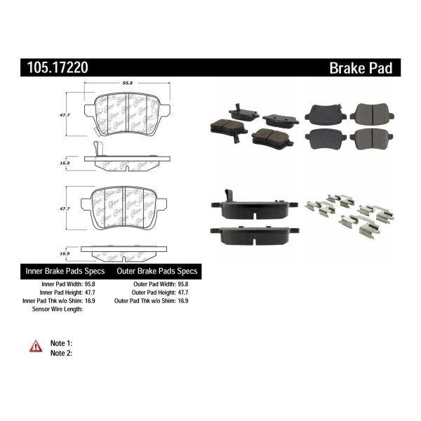 Centric Posi Quiet™ Ceramic Rear Disc Brake Pads 105.17220