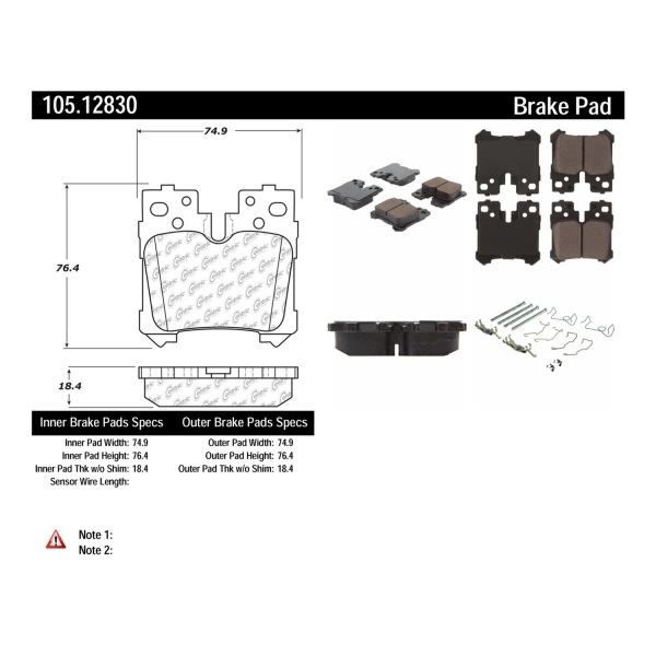 Centric Posi Quiet™ Ceramic Rear Disc Brake Pads 105.12830