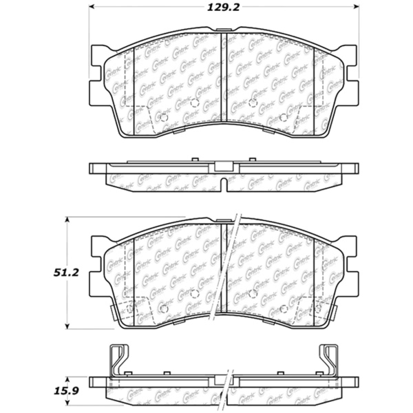 Centric Posi Quiet™ Extended Wear Semi-Metallic Front Disc Brake Pads 106.08890