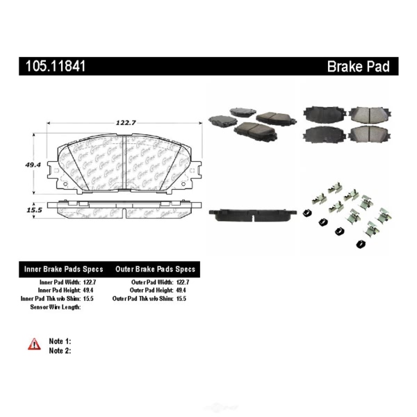 Centric Posi Quiet™ Ceramic Front Disc Brake Pads 105.11841