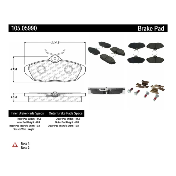 Centric Posi Quiet™ Ceramic Rear Disc Brake Pads 105.05990