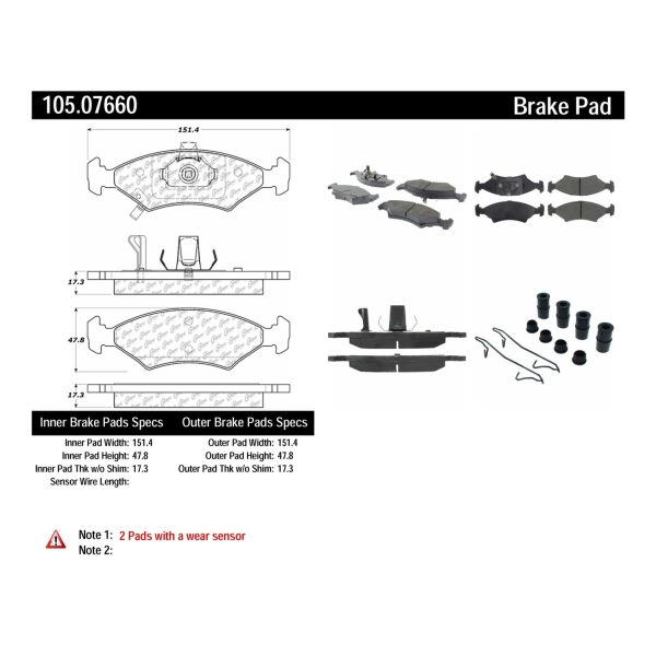 Centric Posi Quiet™ Ceramic Rear Disc Brake Pads 105.07660