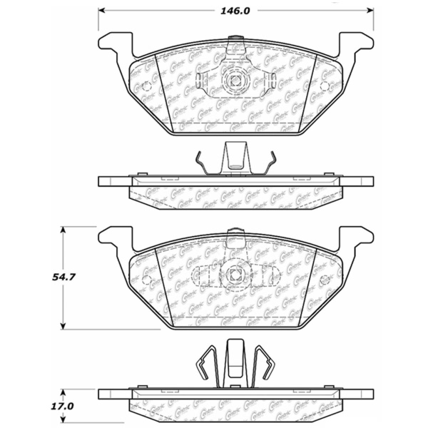 Centric Premium Semi-Metallic Rear Disc Brake Pads 300.10550