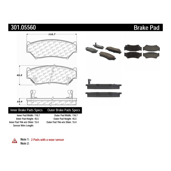 Centric Premium Ceramic Front Disc Brake Pads 301.05560