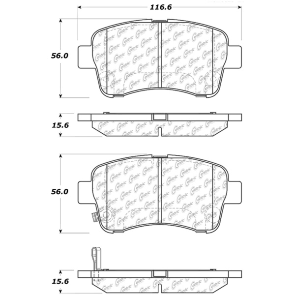 Centric Premium™ Semi-Metallic Brake Pads With Shims And Hardware 300.09370