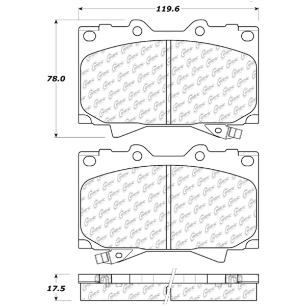 Centric Posi Quiet™ Extended Wear Semi-Metallic Front Disc Brake Pads 106.07720