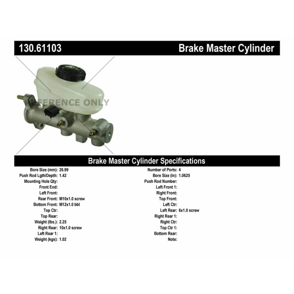 Centric Premium Brake Master Cylinder 130.61103