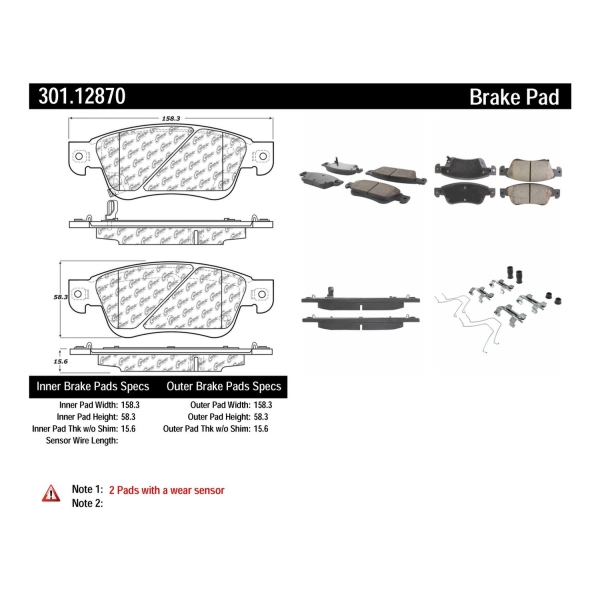 Centric Premium Ceramic Front Disc Brake Pads 301.12870