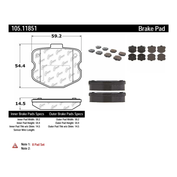 Centric Posi Quiet™ Ceramic Rear Disc Brake Pads 105.11851