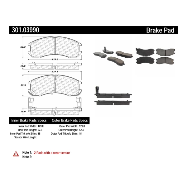 Centric Premium Ceramic Front Disc Brake Pads 301.03990