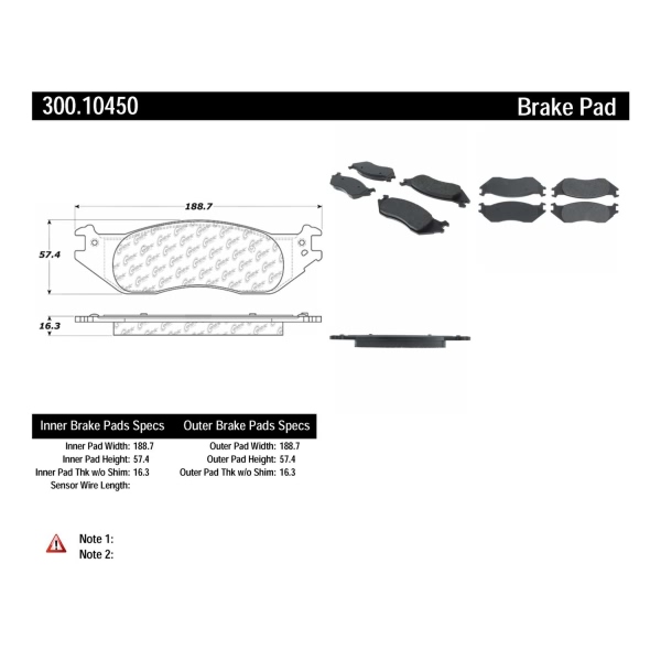 Centric Premium Semi-Metallic Front Disc Brake Pads 300.10450