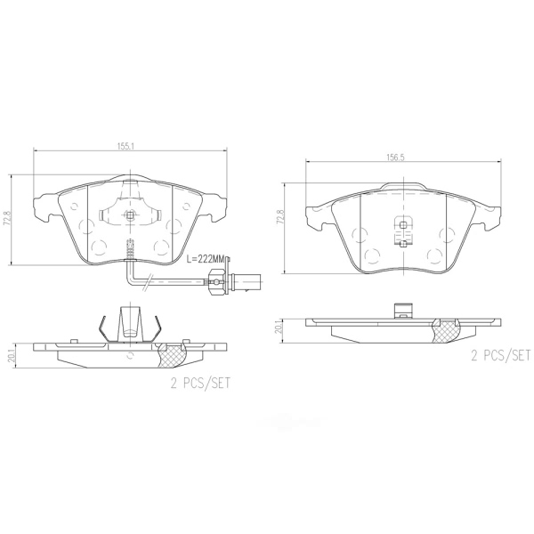 brembo Premium Ceramic Front Disc Brake Pads P85056N