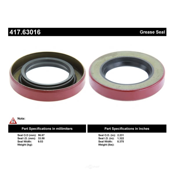 Centric Premium™ Axle Shaft Seal 417.63016