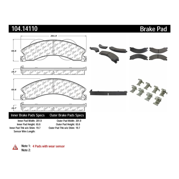 Centric Posi Quiet™ Semi-Metallic Rear Disc Brake Pads 104.14110