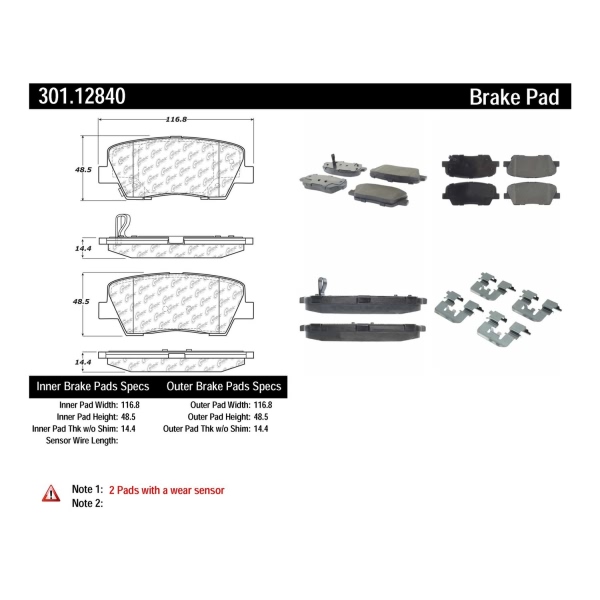 Centric Premium Ceramic Rear Disc Brake Pads 301.12840