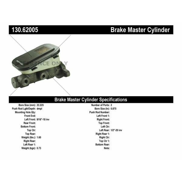 Centric Premium™ Brake Master Cylinder 130.62005