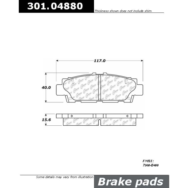 Centric Premium Ceramic Rear Disc Brake Pads 301.04880