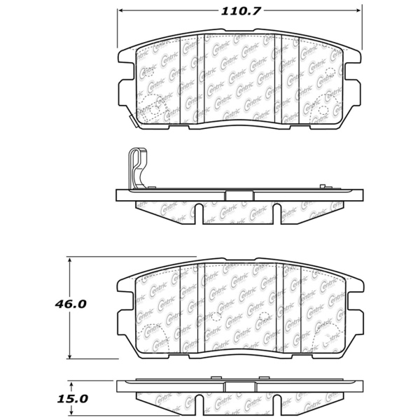 Centric Premium™ Semi-Metallic Brake Pads With Shims And Hardware 300.12750