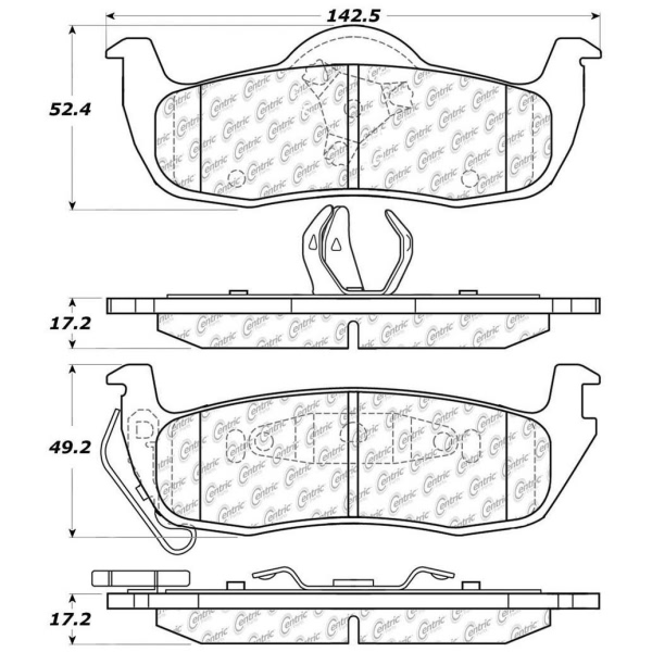 Centric Posi Quiet™ Semi-Metallic Rear Disc Brake Pads 104.10870