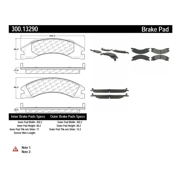 Centric Premium Semi-Metallic Rear Disc Brake Pads 300.13290