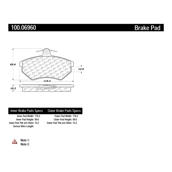 Centric Original Equipment Formula Brake Pads With Hardware 100.06960