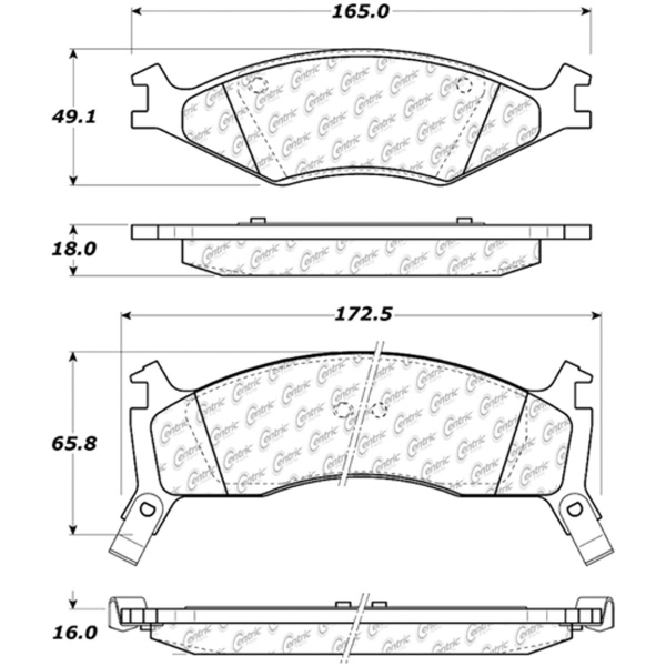 Centric Premium Semi-Metallic Front Disc Brake Pads 300.06700