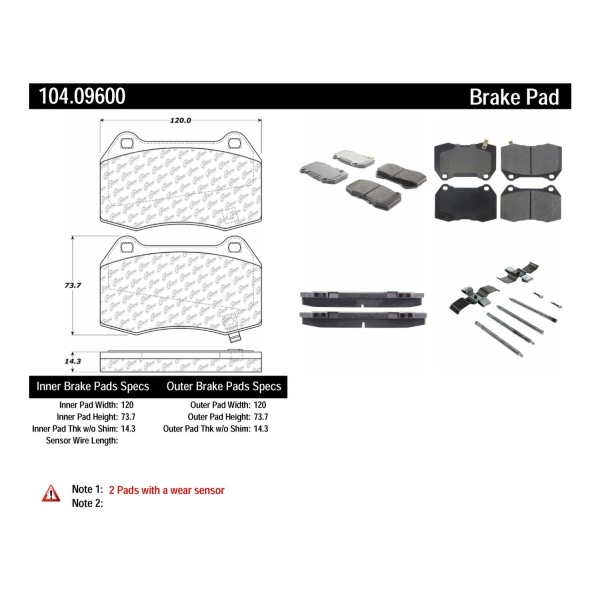 Centric Posi Quiet™ Semi-Metallic Front Disc Brake Pads 104.09600