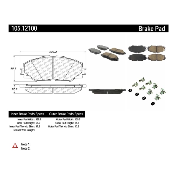 Centric Posi Quiet™ Ceramic Front Disc Brake Pads 105.12100
